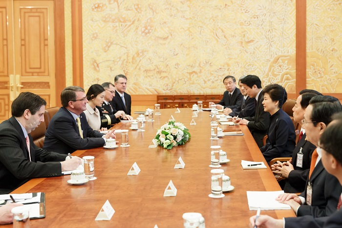 President Park Geun-hye and US Secretary of Defense Ashton Carter agree that the US-Korea alliance has never been stronger than it is today.