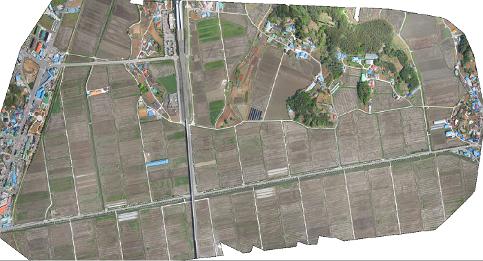An image is captured on May 4 by an agricultural drone over the rice fields of Seocheon.