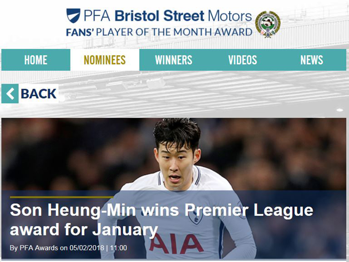 Son Heung-min voted Premier League's top player for Sept.