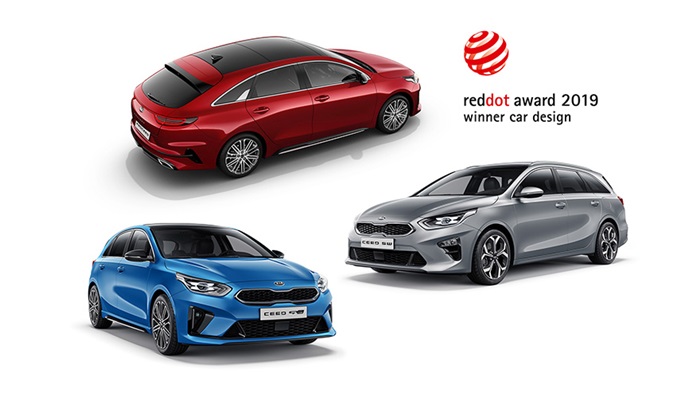 Kia Motor’s Ceed models – the five-door hatchback and sportswagon -- and the new ProCeed five-door shooting brake were all honored at the 2019 Red Dot Awards. (Kia Motors)