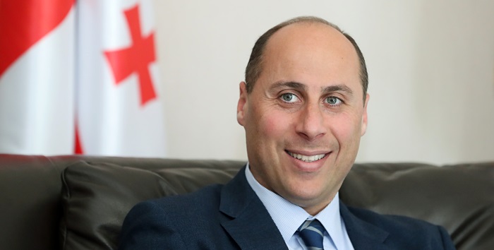 Goergian Ambassador Otar Berdzenishvili on May 8 discusses bilateral ties with Korea at the Georgian Embassy in Seoul’s Yongsan-gu District.
