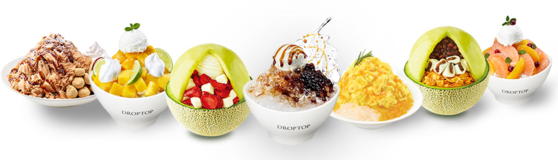 The varieties of bingsu change every year depending on market demand and trends. (Ediya Coffee, Café Droptop, Sulbing, Gongcha Korea)