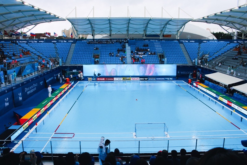 After arriving at Nambu University Water Polo Competition Venue, we showed our tickets, went through security checks and took our seats.