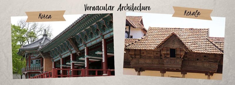 Elaborate ornamentation of Korean and Kerala architecture 