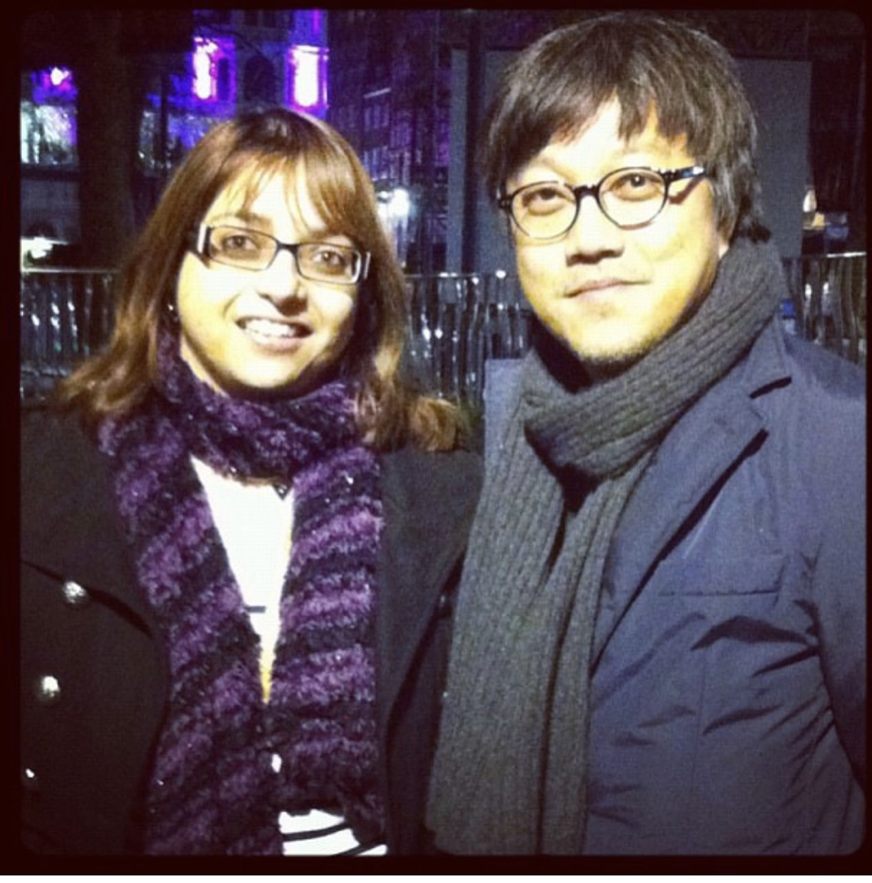 This photo shows Honorary Reporter Diya Mitra and director Choi Dong-hoon in their first meeting in 2012. 