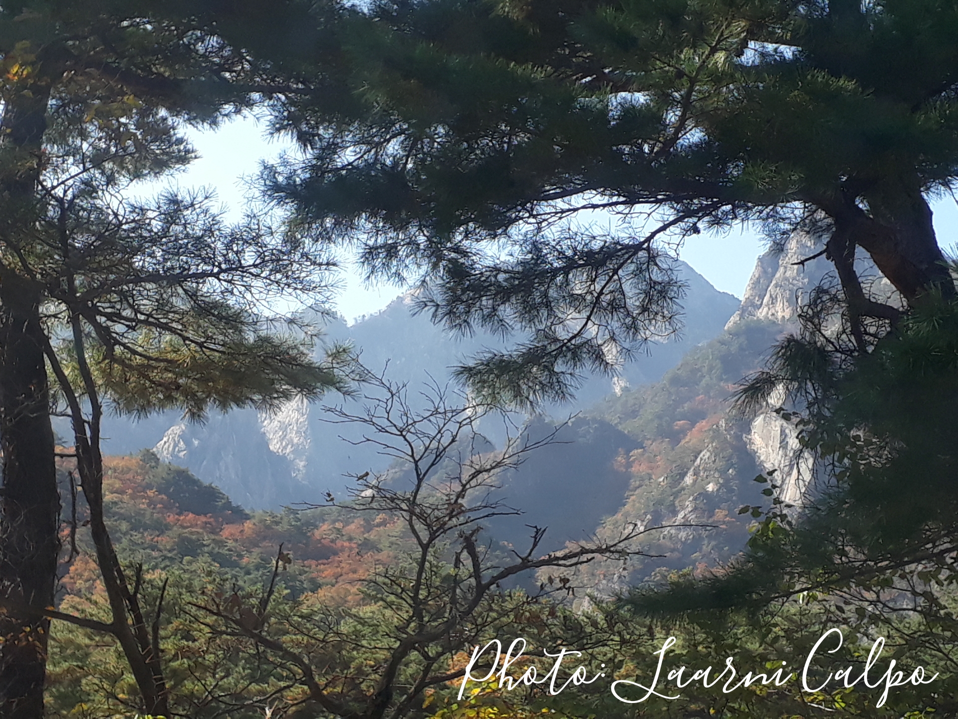 View of Seorak mountain inside the bus. 