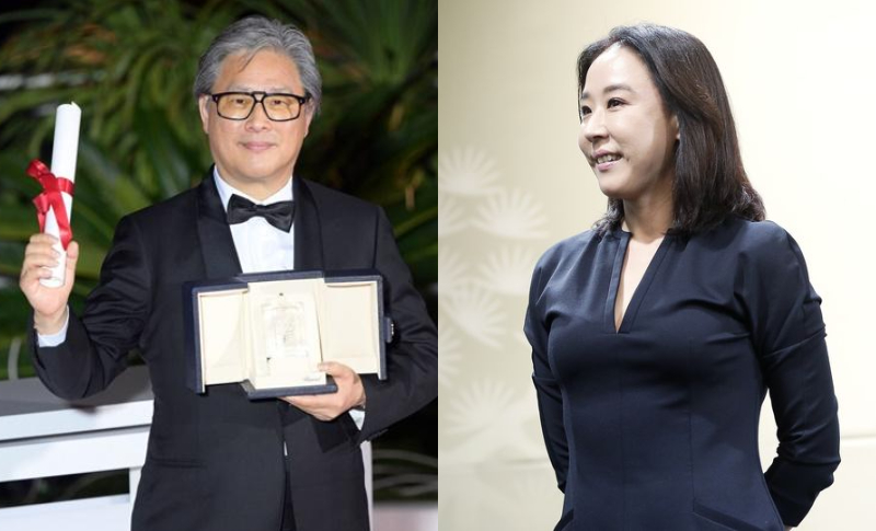 This year's Eungwan Order of Cultural Merit, the second-highest class of the nation's top government honor for culture, on Nov. 24 went to director Park Chan-wook (left) and the late actor Kang Soo-yeon at the Korea Broadcasting Awards. (CJ ENM Movie's official Facebook page and Busan International Film Festival)