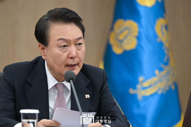 The Yoon administration on June 7 released The Yoon Suk Yeol Administration's National Security Strategy: Global Pivotal State for Freedom, Peace and Prosperity. Shown is President Yoon Suk Yeol on May 23 chairing his 21st Cabinet meeting at the Office of the President in Seoul. 