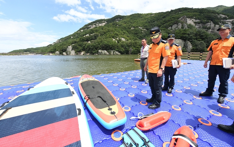 Ahead of the opening of the 25th World Scout Jamboree, fire safety checks are being carried out on July 24 around Jiksocheon Stream in Buan-gun County, Jeollabuk-do Province. (National Fire Agency)