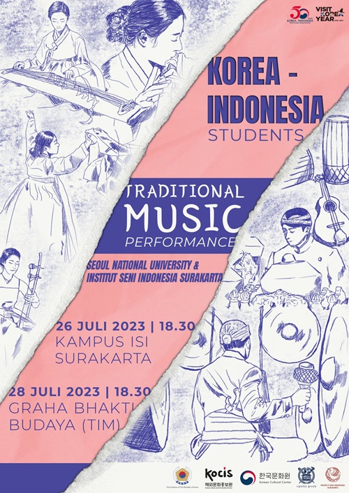 Poster promosi pertunjukan musik tradisional untuk pelajar Korea-Indonesia 
