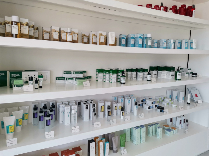 The store displays a range of Korean cosmetics and beauty brands.
