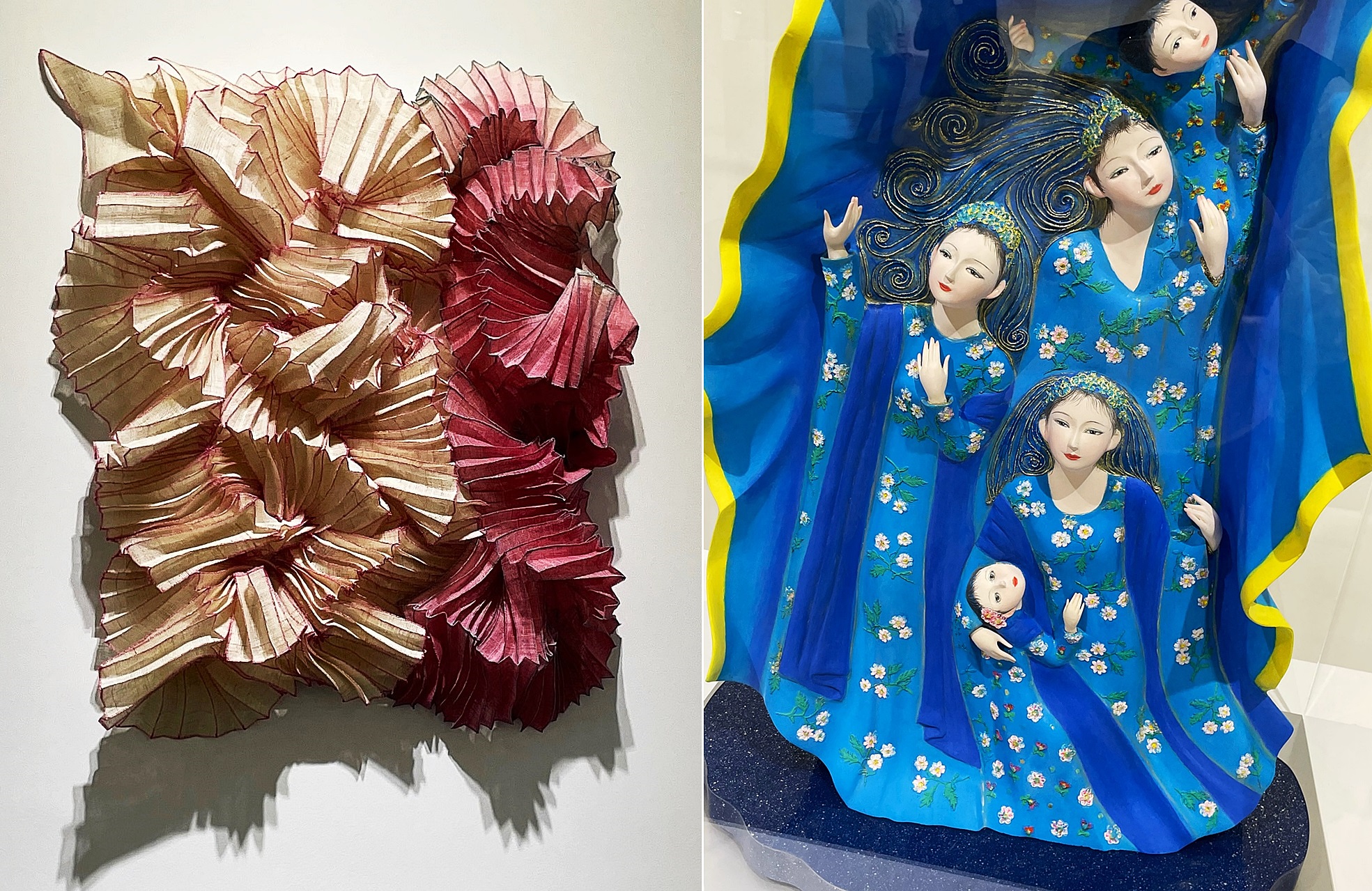 On the left is the textile work 