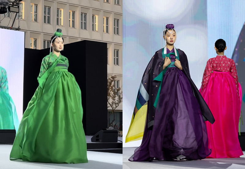 Models on Oct. 20 present Hanbok Lynn's collection at 