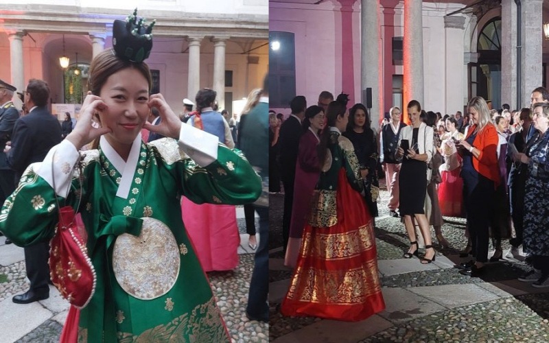 My friend Yoo Mi-na wears Hanbok at the event in Milan.