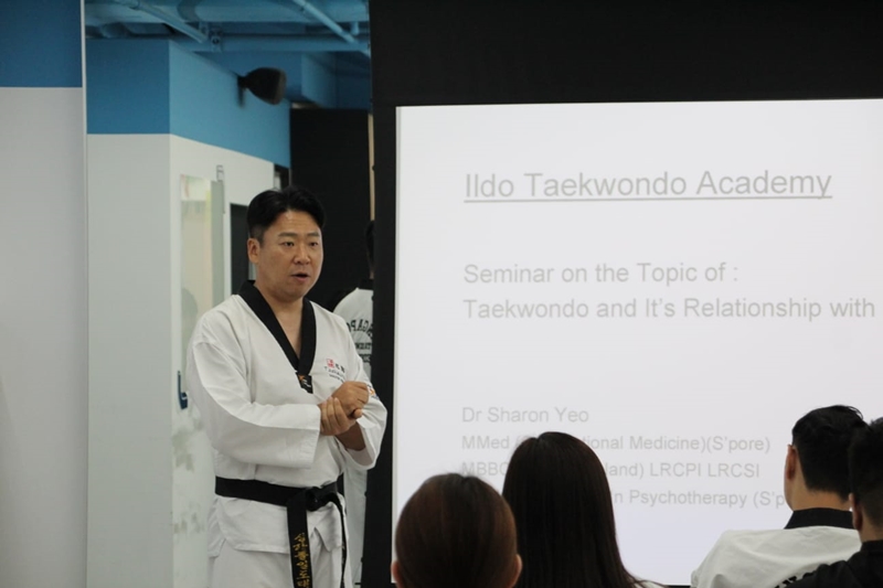 Ildo Taekwondo founder and CEO Kim Jong Yoon in August announces the direction and goals of this year's taekwondo curriculum for senior citizens at his studio in Bukit Timah, Singapore. 