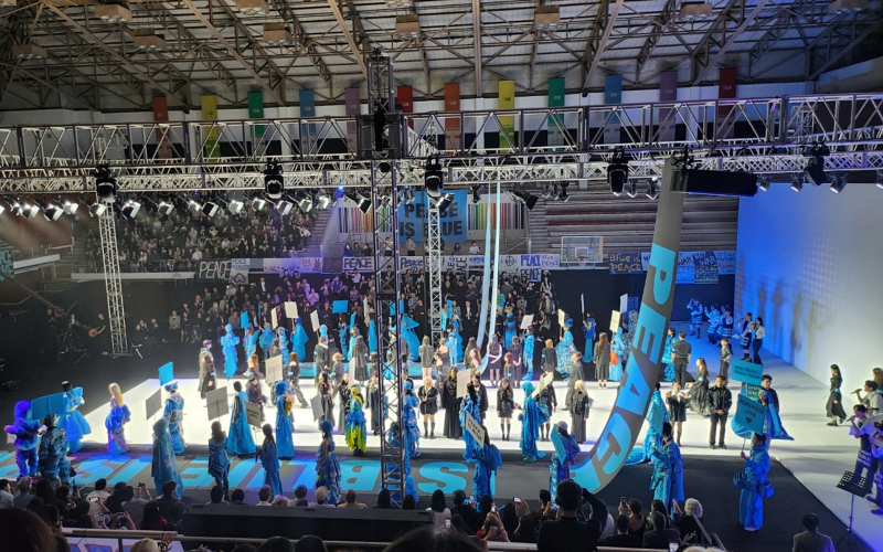 The event's finale features all participating models and designers.