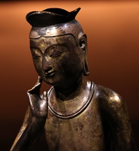 Pensive Bodhisattva statue on the right side of the Room of Quiet Contemplation