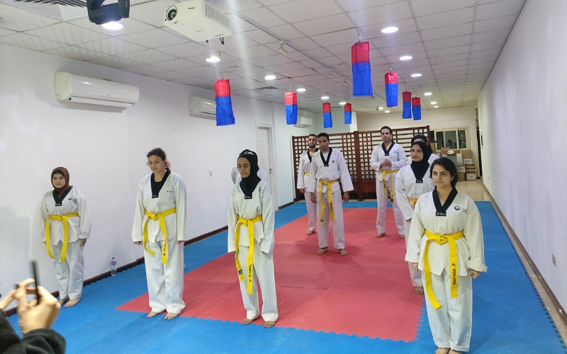 Students at the KCC in Egypt's Taekwondo Academy on Feb. 1 attend the latter's first intermediate-level class. 