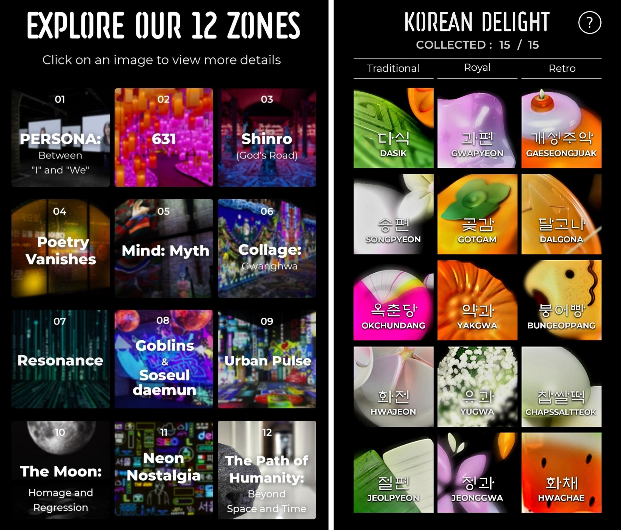 The exhibition's app guides visitors and offers the treasure hunt game Korean Delight.