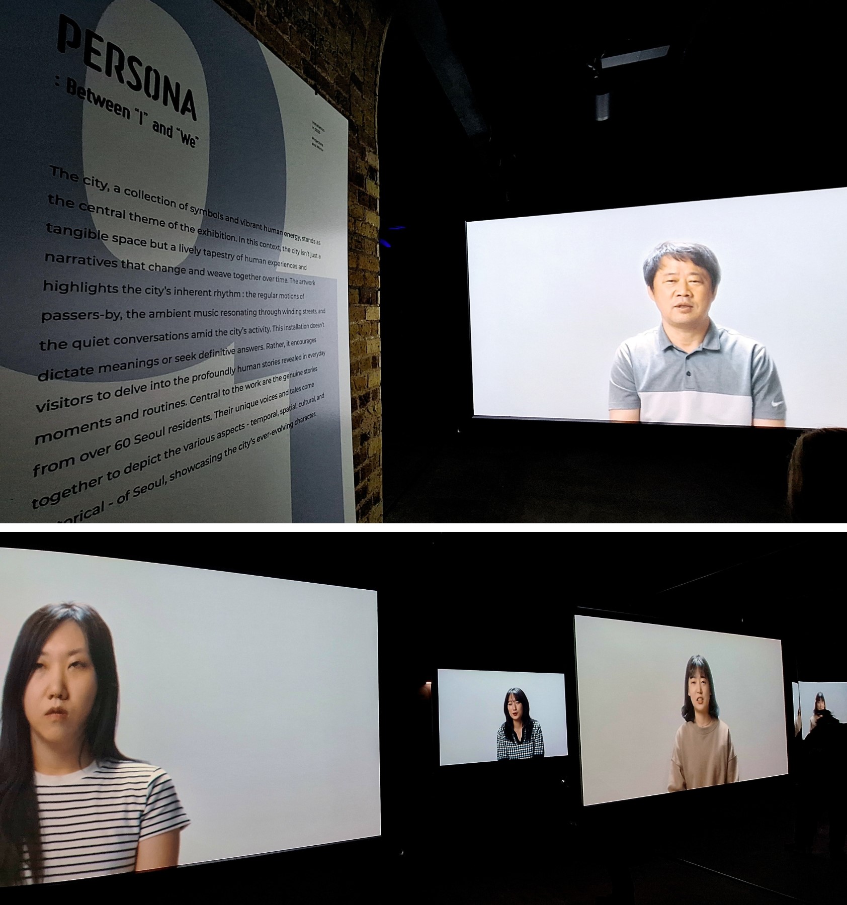 Residents of Seoul talk about their everyday lives in the exhibition's first zone Persona. 