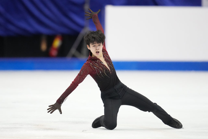 Seo Minkyu on March 2 competes in the junior men's single free skate at this year's ISU World Junior Figure Skating Championships at Taipei Arena in Taipei, Taiwan. 