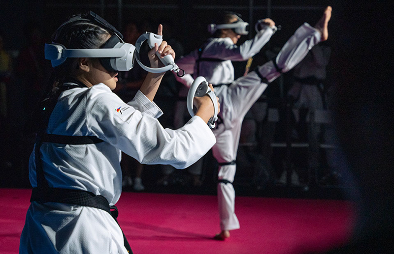 This match of virtual taekwondo, an event in the Olympic Esports Series, in May 2022 has competitors squaring off in the game-based event.