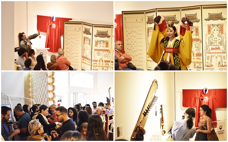 The Ministry of Culture, Sports and Tourism on April 26 announced that Korean Cultural Centers (KCCs) abroad will hold exhibitions year-round to promote Korean culture. Shown are scenes on April 18 from the opening ceremony for the exhibition 