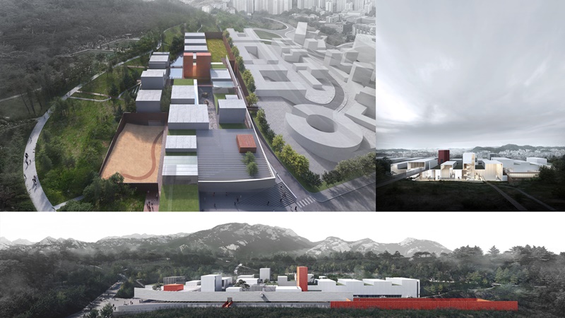 These are aerial projections of the forthcoming National Museum of Korean Literature in Seoul's Eunpyeong-gu District. (Ministry of Culture, Sports and Tourism) 
