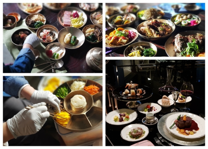 Traditional Korean and Western food styled to complement the scene and the set