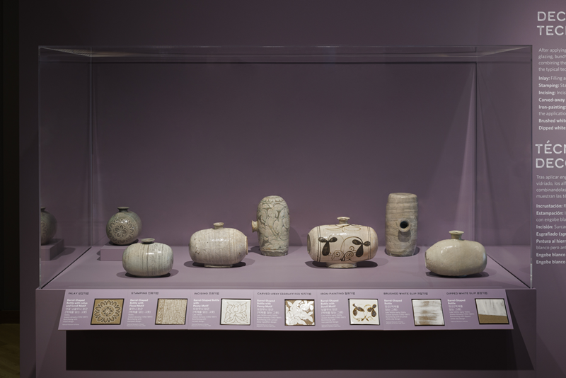 Seven production methods of buncheong ceramics are displayed at Jackson Gallery of the Denver Art Museum in Denver.