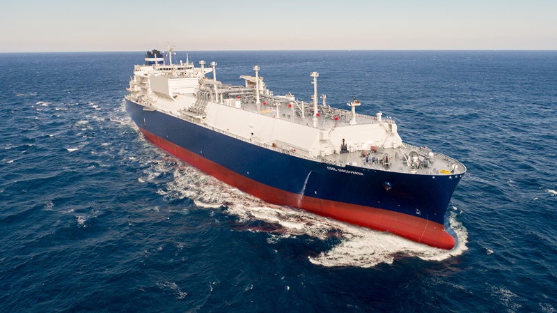 This is a liquefied natural gas carrier of 174,000 cubic m built and delivered by Hyundai Heavy Industries. (Korea Shipbuilding and Offshore Engineering)