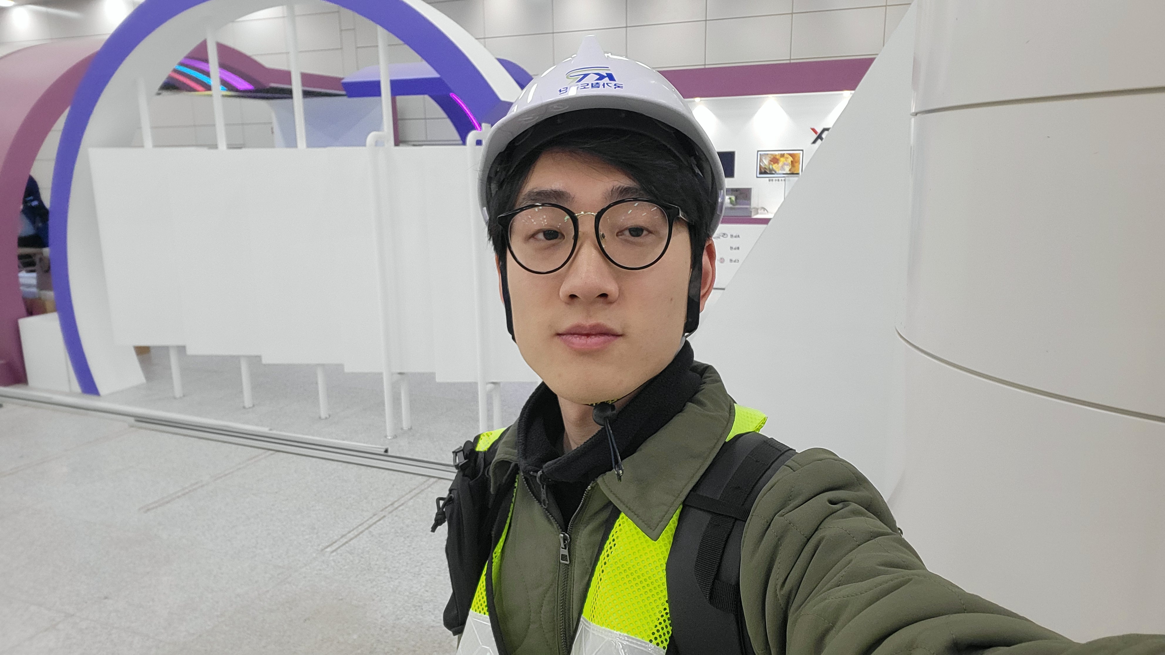 Honorary Reporter Xu Ao from China on March 19 takes a selfie while attending a public safety inspection ahead of the opening of the GTX-A (Great Train eXpress), which runs from Suseo Station in Seoul to Dongtan Station in Hwaseong, Gyeonggi-do Province. (X