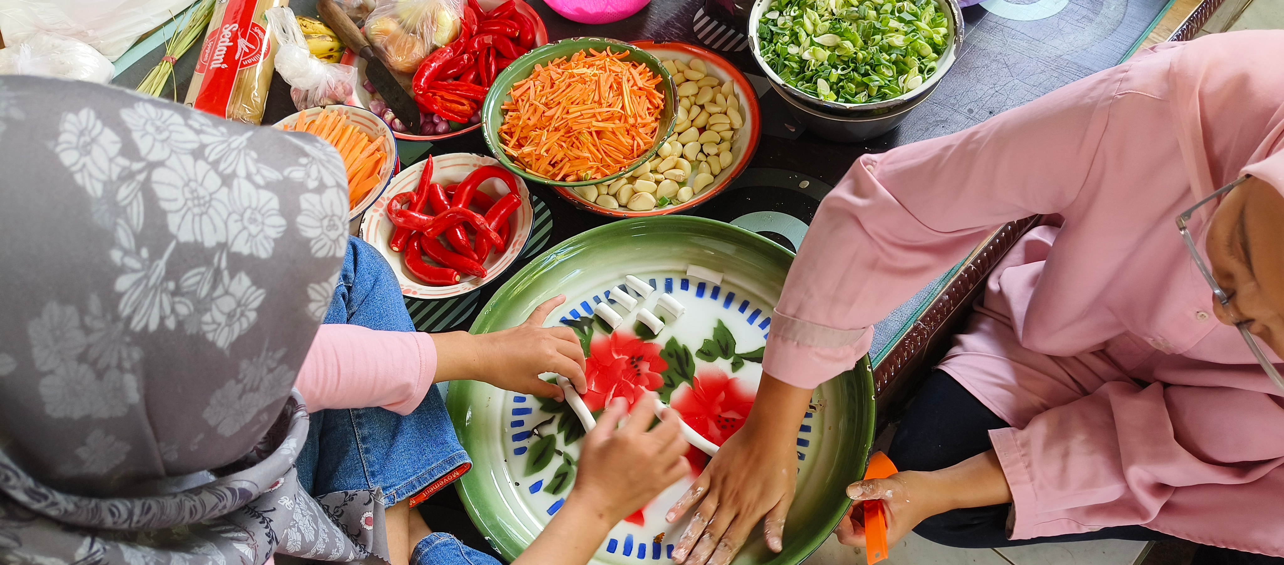 The proses of preparing food ingredients