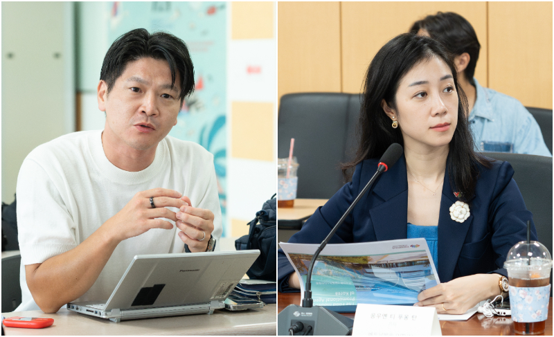 Reporters Masakazu Mitsuyama (left) and Nguyen Thi Phuong Thanh visited Korea to cover the nation's sustainable development. (Ministry of Culture, Sports and Tourism)  
