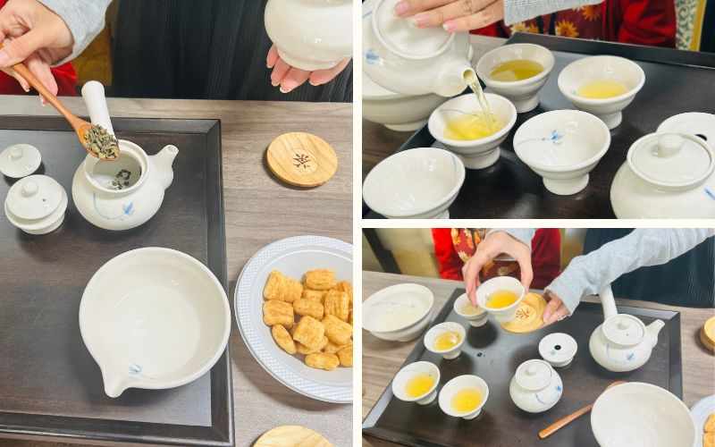 Tea-drinking and snack-eating session
