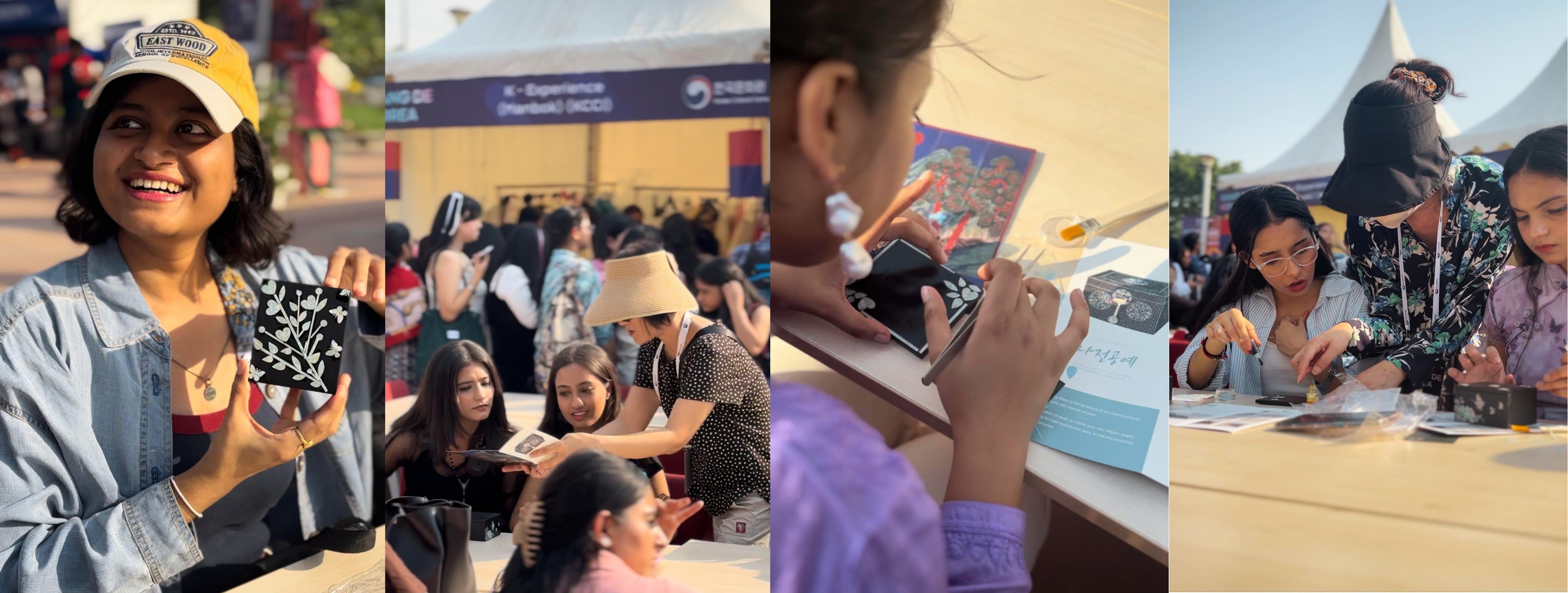 Participants engaged in a traditional Korean jewelry box designing workshop
