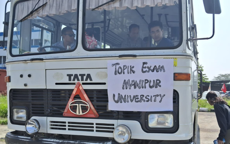 A dedicated transportation service was arranged for candidates appearing for the 96th Test of Proficiency in Korean (TOPIK) at Manipur University