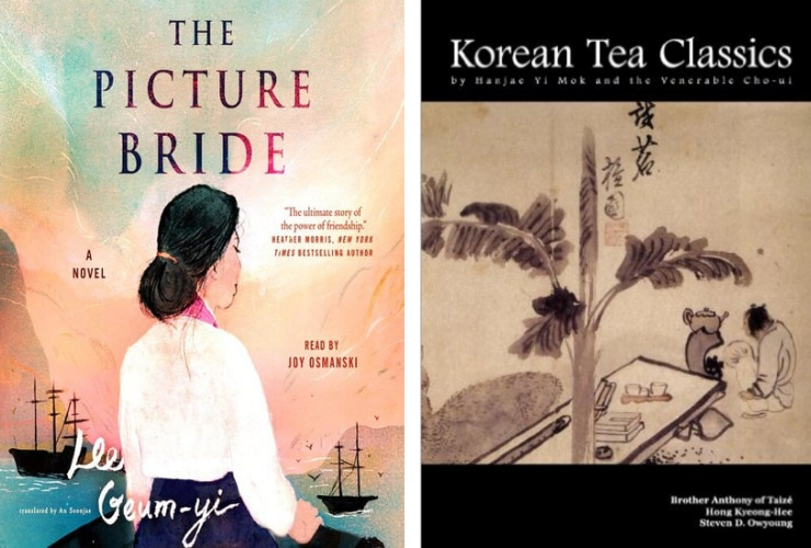 translation works of Korean fiction like The Picture Bride by Lee Geum--yi (left) and Korean Tea Collection (right)