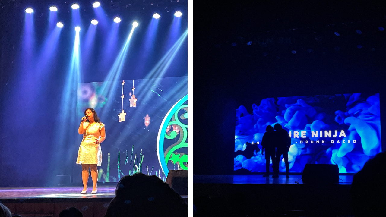 Contestants performing on stage during the event.