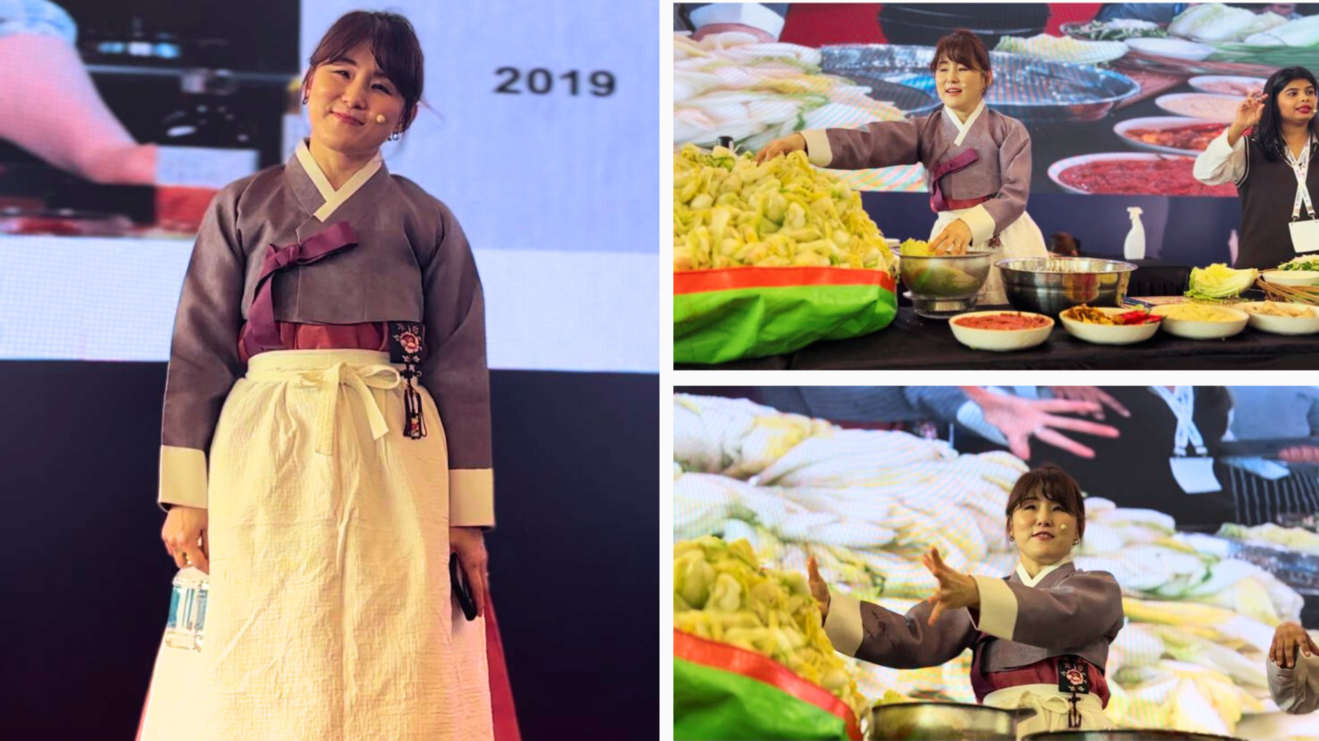Masterchef Jang Yun Jeong guides the participants of the experiential workshop through the art of 'Kimjang' or making Kimchi as part of the 'Korea Kimchi Festival 2024' in India (Ayushi Kharayat)