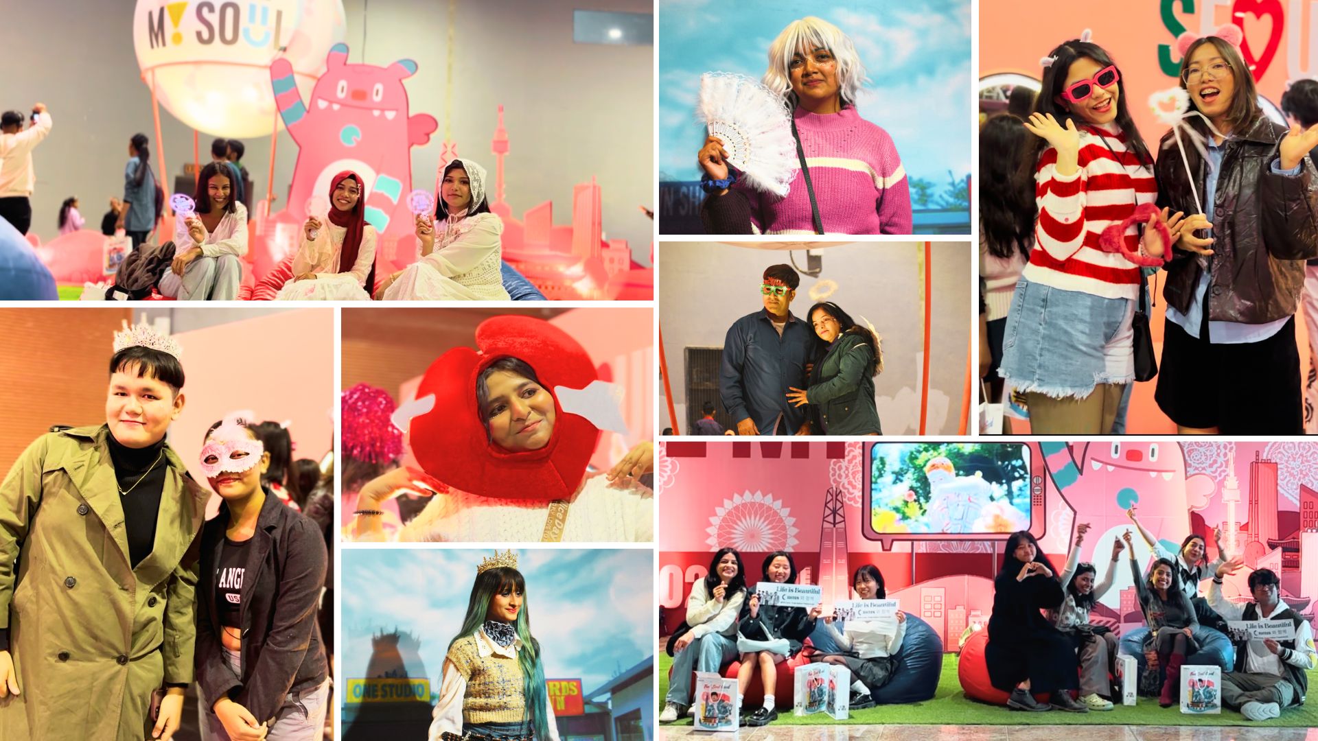 A photo booth, featured hair wigs, headgear, and various accessories for attendees to take photos. A grand moon-shaped SEOULDAL balloon was installed that offered glimpses of Seoul’s breathtaking cityscapes.