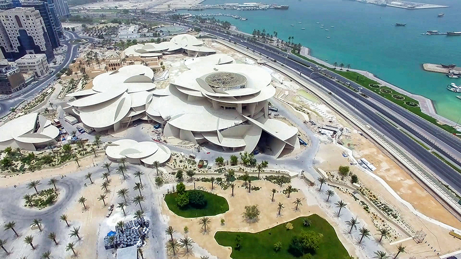 The Ministry of Land, Infrastructure and Transport on Jan. 9 said overseas construction orders by domestic companies last year exceeded USD 1 trillion for the first time in the nation's history. Shown is the National Museum of Qatar, whose order was won by Hyundai Engineering & Construction. (Hyundai Engineering & Construction)