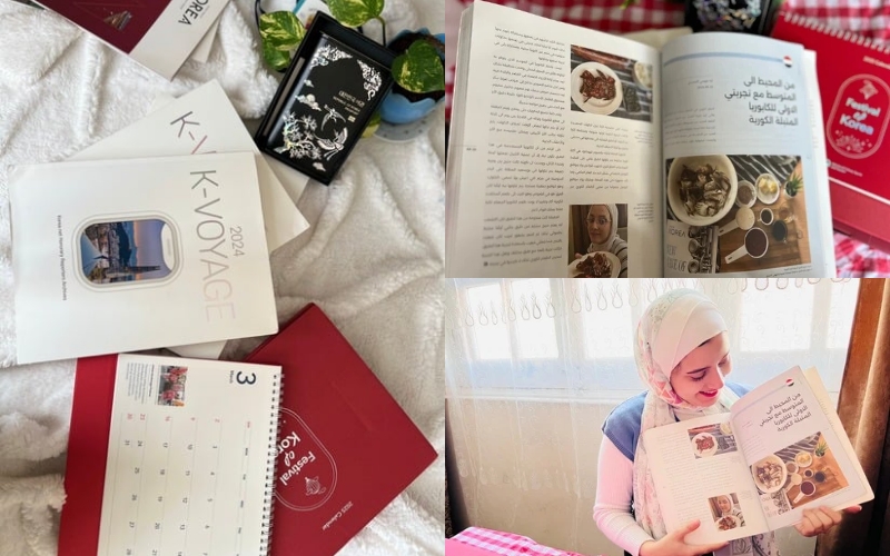 Published article by honorary reporter Aya Elhadidy among the Arabic articles the 2024 K-Voyage Korea.net Honorary Reporters Archive book. (Photos credit: Aya Elhadidy and Ghada Mohamed)
