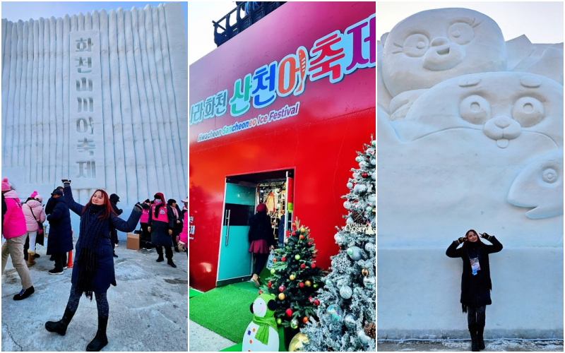 entrance of the festival and snow sculpture