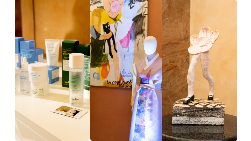 Beauty, fashion, and art stands during the public open days