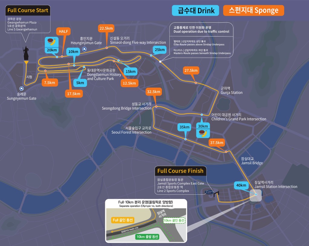 Map of Seoul Marathon route (Seoul Marathon website) 