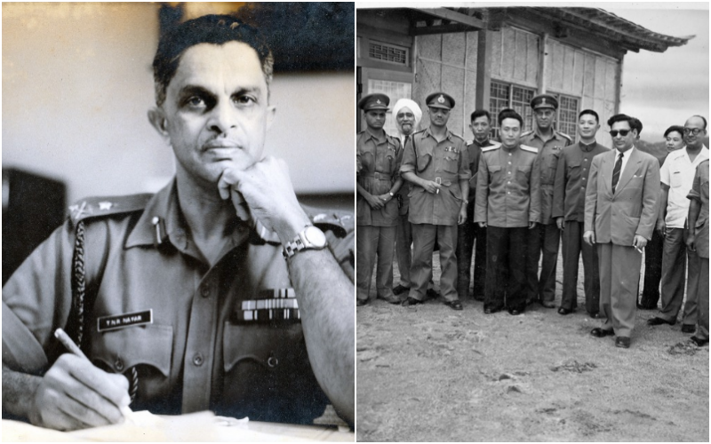 General TNR Nayar, an Indian soldier deployed to post-1953 Korea (left), and members of the Indian Advance Party of the United Nations Peace Mission, Custodian Force of India