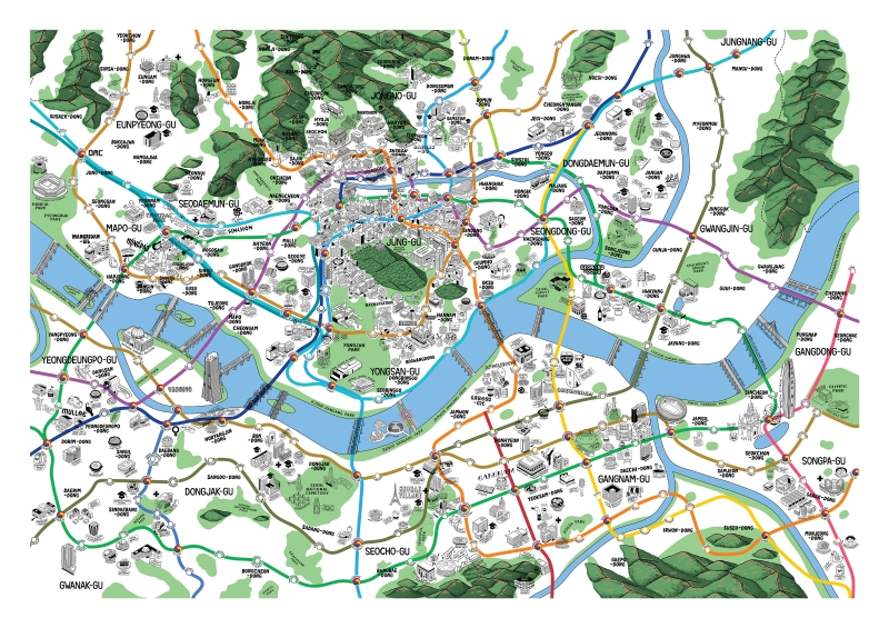 Work in progress of Jenni Sparks' Seoul map project