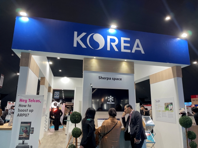 View of the Korea Pavilion at the event, where startups showcase innovative solutions across sectors including education, agriculture and hospitality 