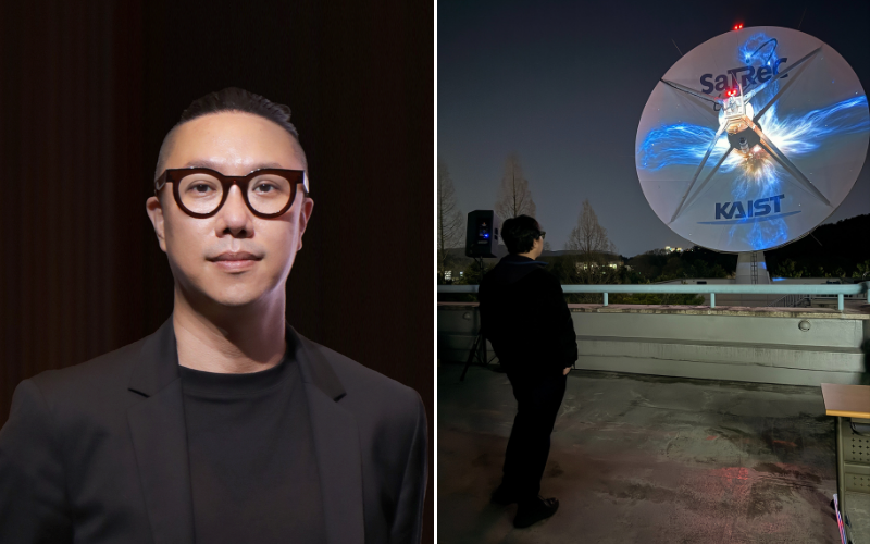 Dr. Lee Jin-joon’s portrait (left) and an image showing Lee monitoring the KAIST satellite on April 9.